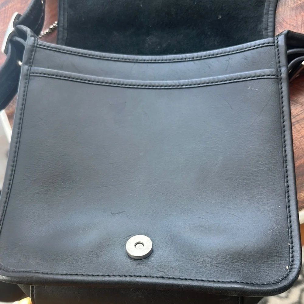 Coach Black Messenger Bag with Textured Finish